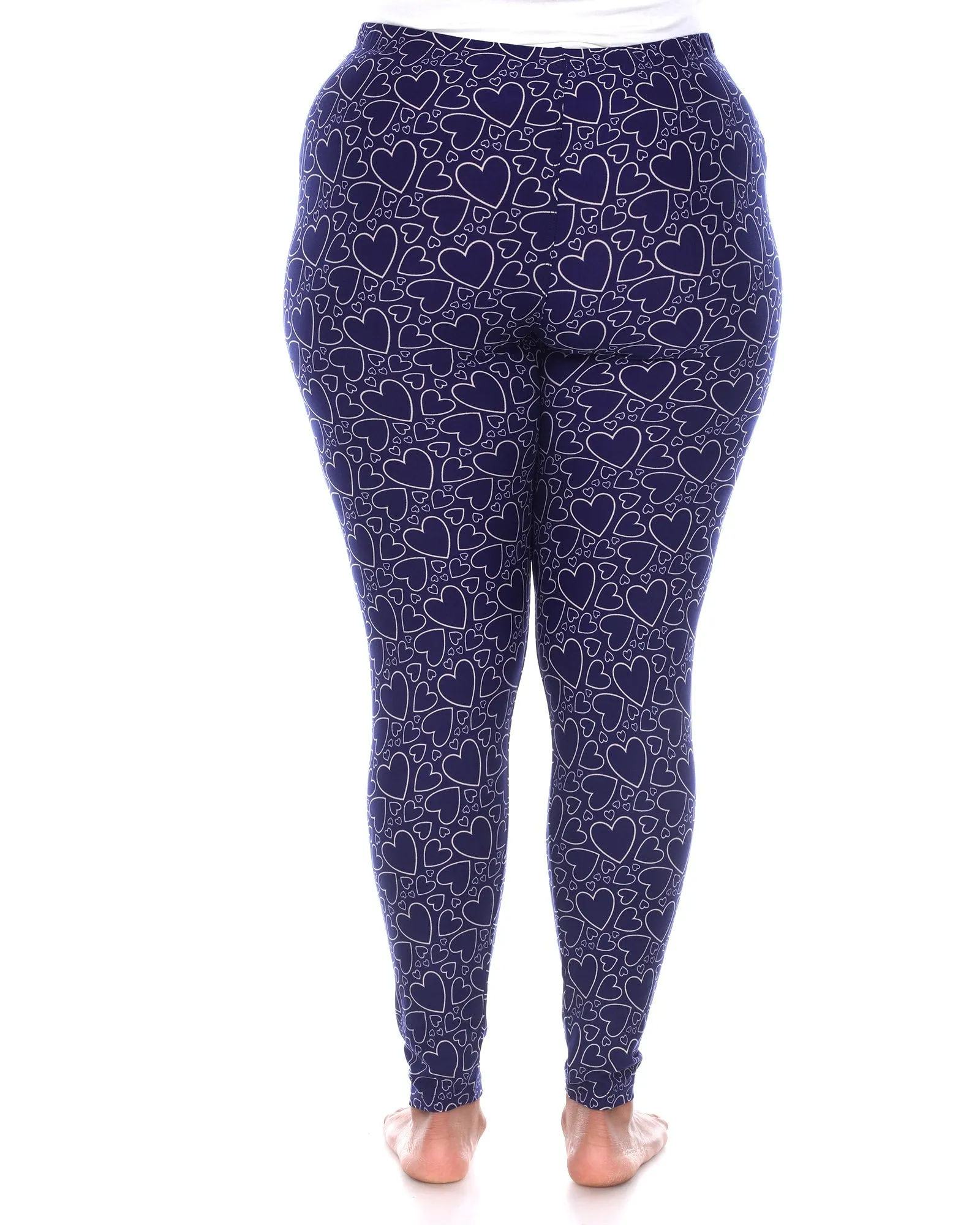 Super Soft Heart Printed Leggings | Navy Beige