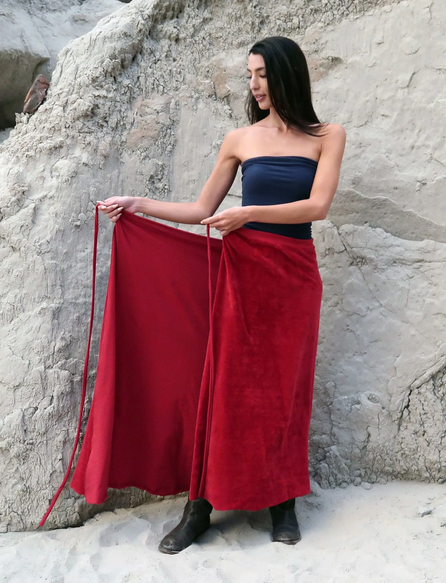 VELOUR Simplicity Wrap Long Skirt