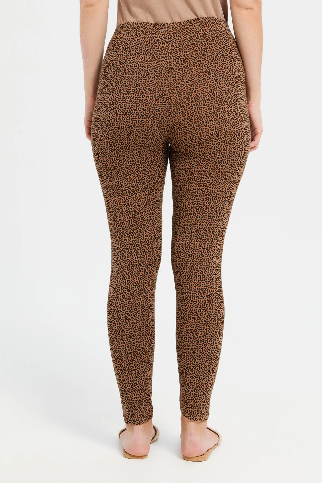 Women Brown Printed Leggings