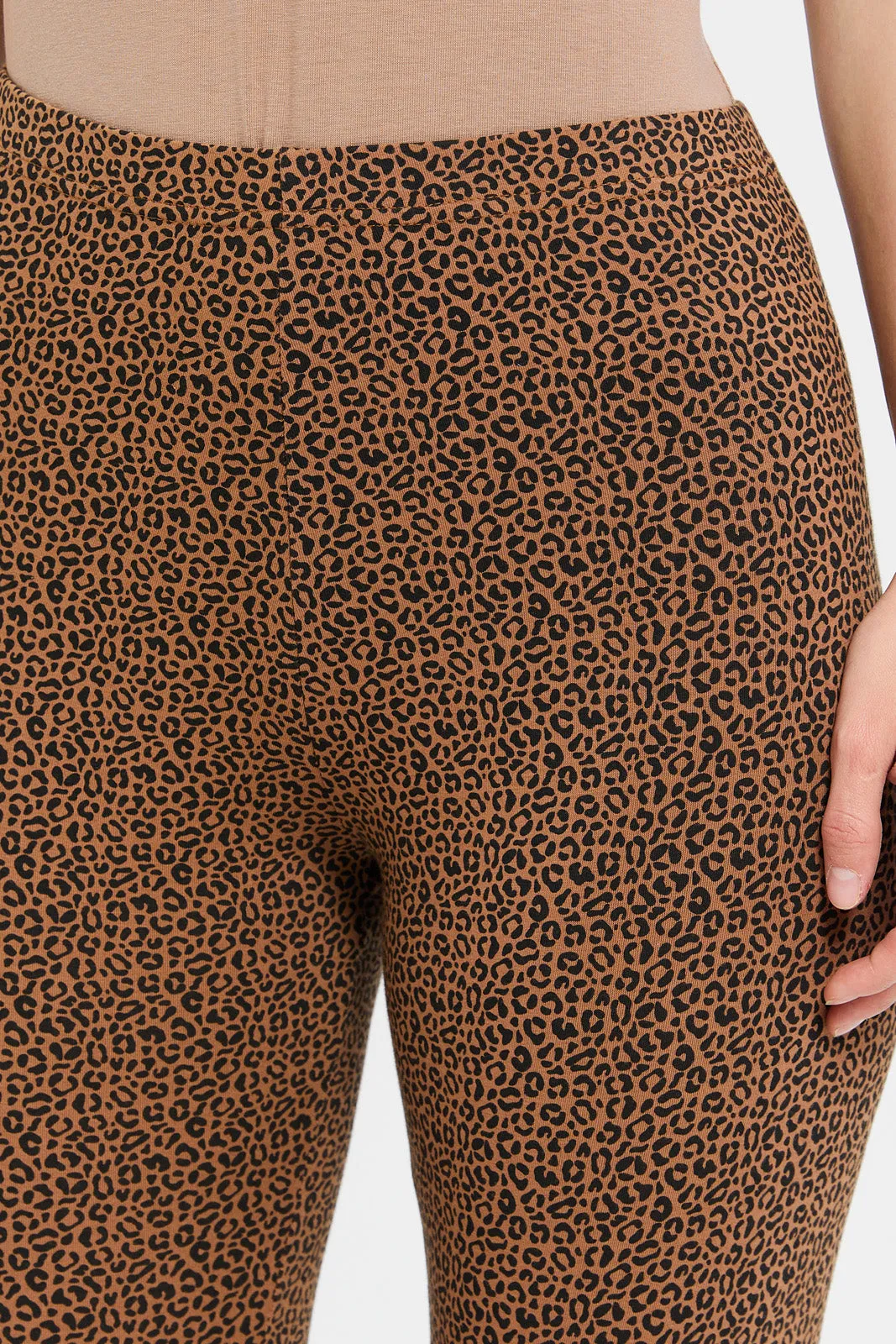 Women Brown Printed Leggings