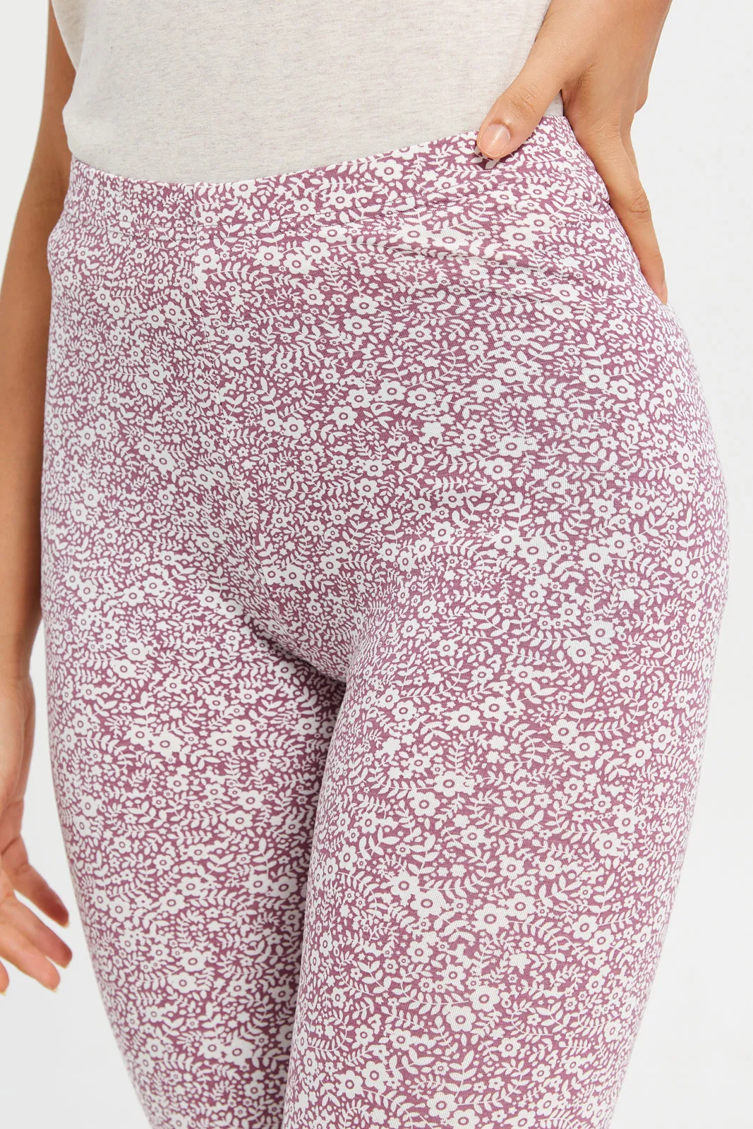 Women Pink Printed Leggings