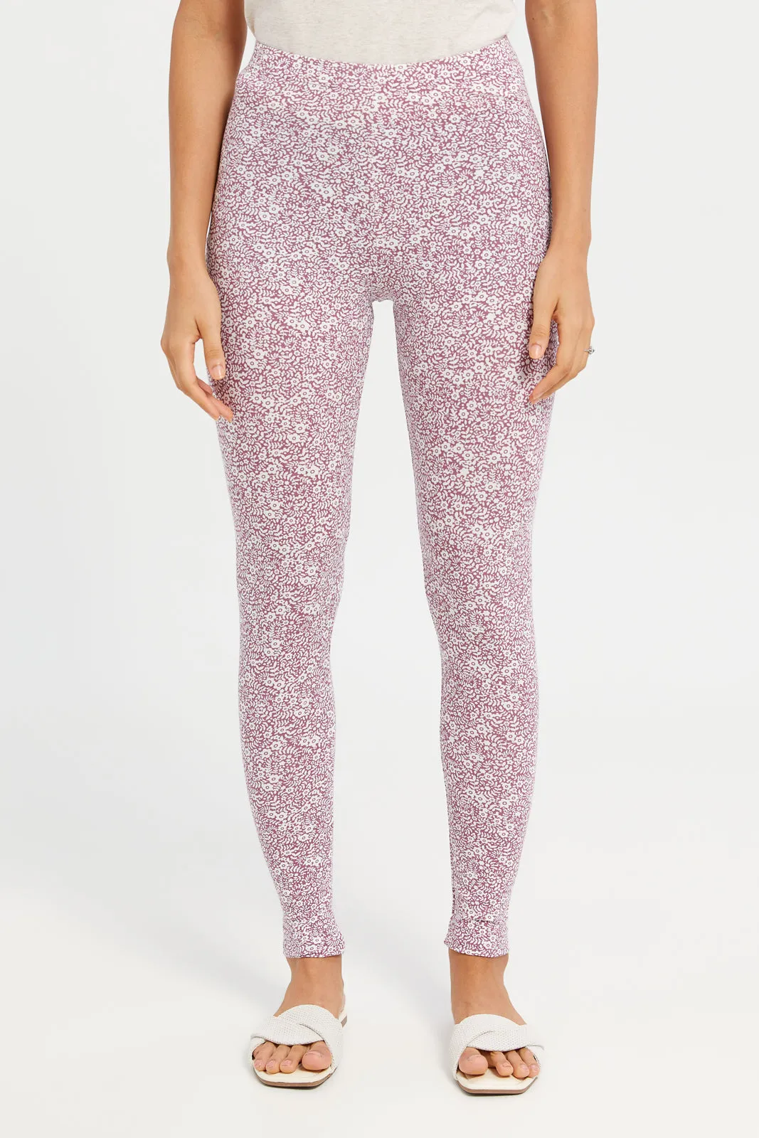 Women Pink Printed Leggings