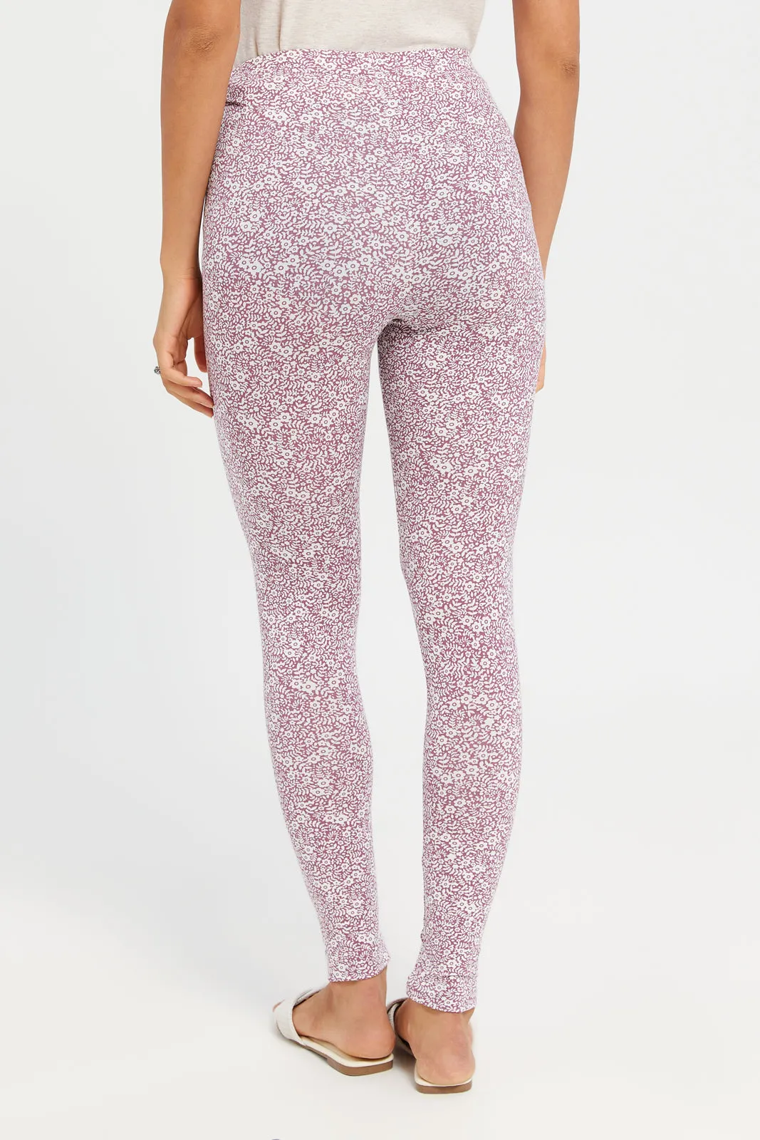 Women Pink Printed Leggings