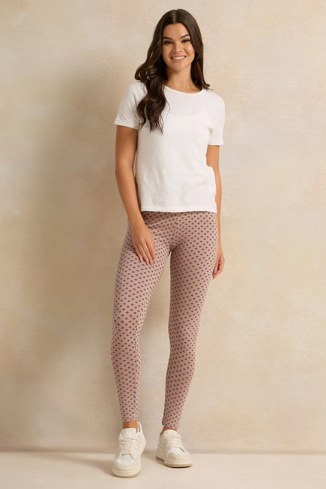 Women Rust Printed Leggings