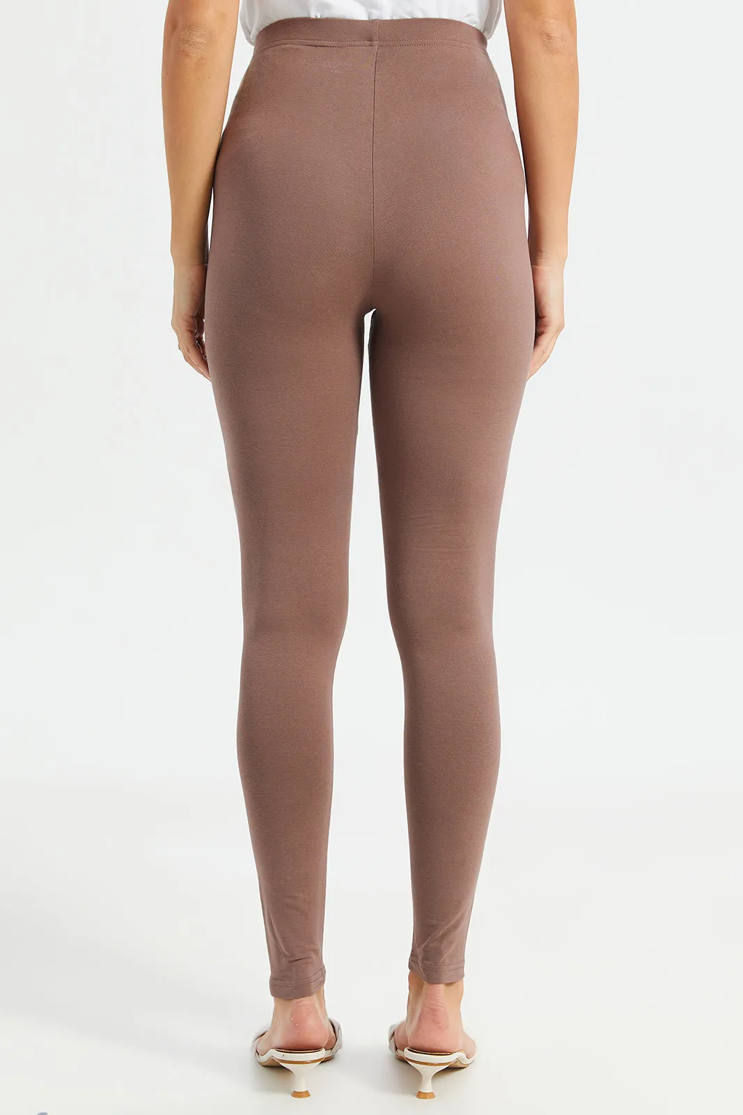 Women Taupe Long Length Leggings