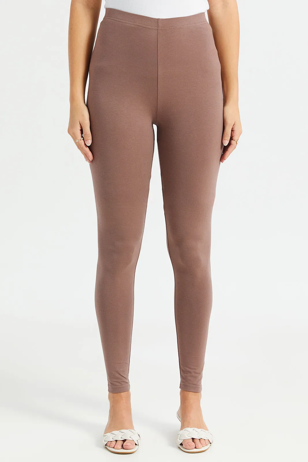 Women Taupe Long Length Leggings