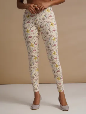 Womens Printed Cotton Leggings - Floral Elegance with Supreme Comfort